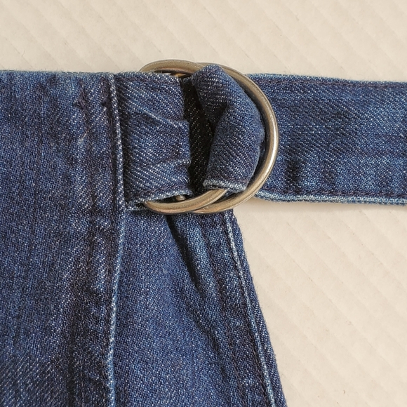 Madewell Denim Distressed Raw Frayed Hem Belt Loop Mini Wrap Skirt 0 NWT - Picture 15 of 16